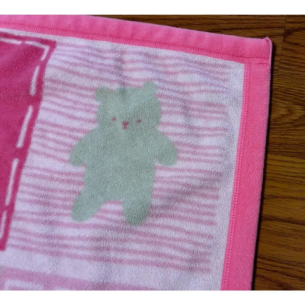Carters Classics All About A Bear Pink Baby Blanket Hug Me Fleece Green White